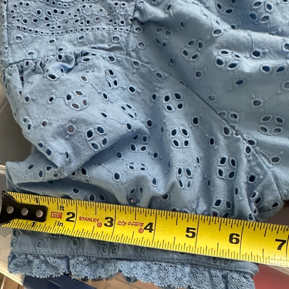 J. Crew Button Front Cropped Eyelet Top Blouse Hydrangea Blue size Medium - Picture 9 of 15